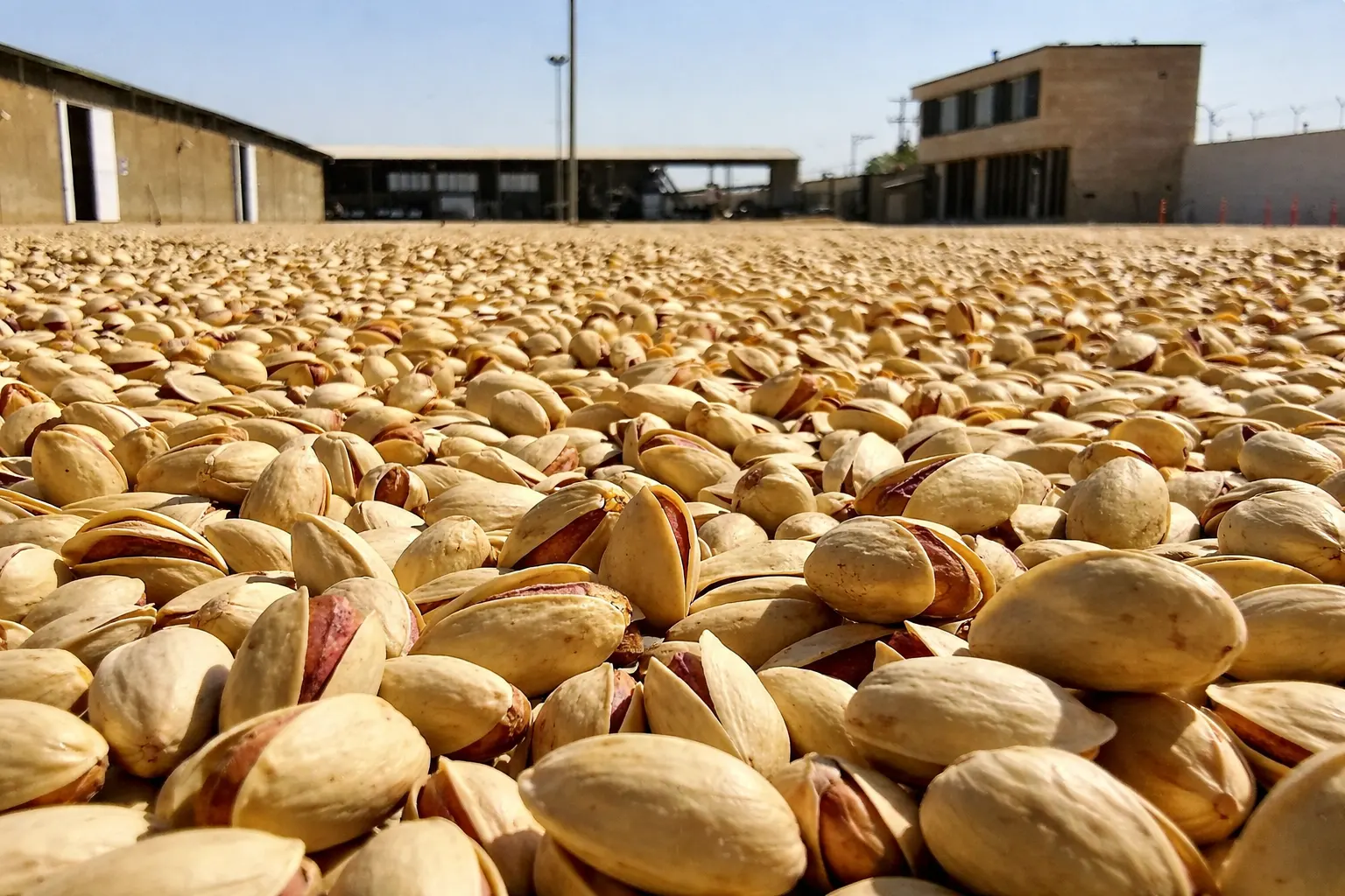Bulk Iranian pistachios prepared for processing and international export